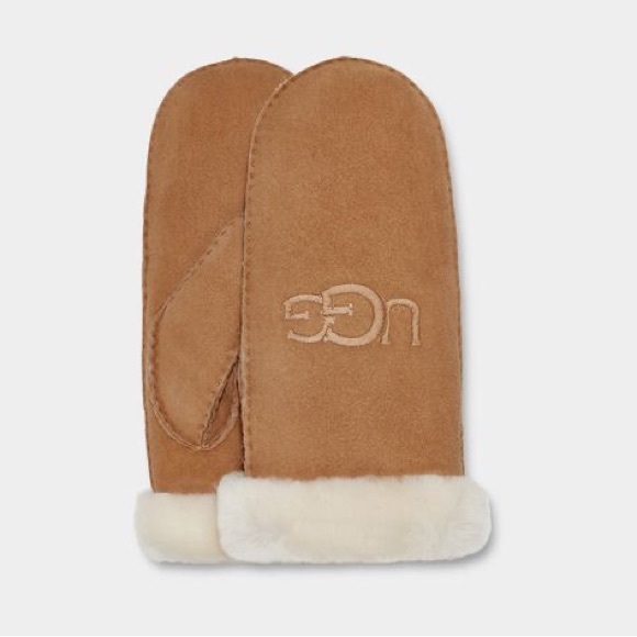 UGG Accessories - Ugg Shearling Embroider mitten NEW size L/XL color chestnut